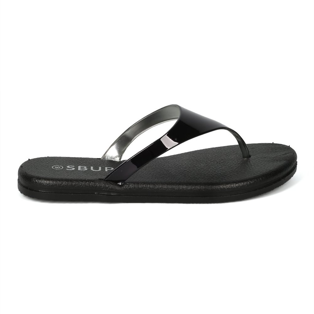 Alrisco Metallic Triangle Thong Flatform T-Strap Spring Summer Sandals - Picture 6 of 6